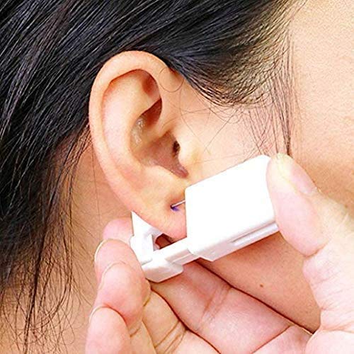 Needlewalk 2 Pack Self Ear Piercing Gun Earring Disposable Piercing Kit No Pain Easy Use Ear Piercing Gun Kit Tool with Stud (White)