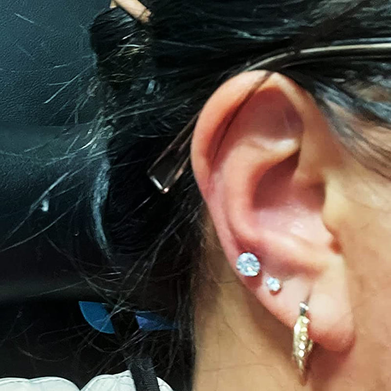 Needlewalk 2 Pack Self Ear Piercing Gun Earring Disposable Piercing Kit No Pain Easy Use Ear Piercing Gun Kit Tool with Stud (White)