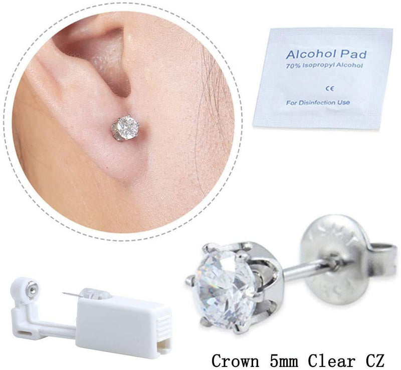 Needlewalk 2 Pack Self Ear Piercing Gun Earring Disposable Piercing Kit No Pain Easy Use Ear Piercing Gun Kit Tool with Stud (White)