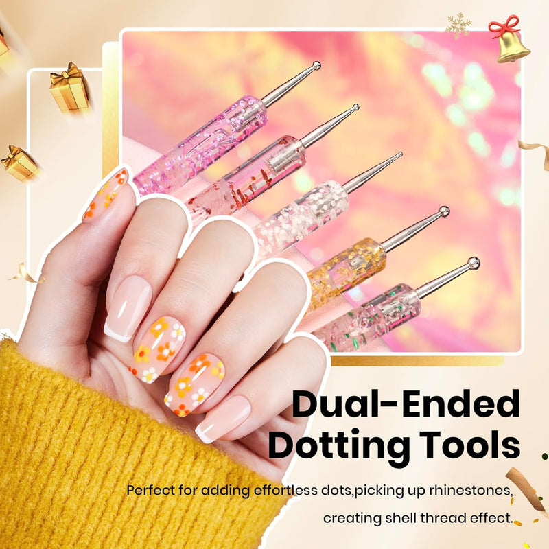 Needlewalk Beetles 31pcs Nail Art Brushes, Dotting Tools, Nail Art Pens, Dust Brush, Striping Liner Fingernail Drawing Pens with Palette Holder All in One for Starter Manicure Design Set