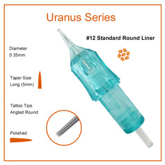 Needlewalk Uranus Series Tattoo Needles Cartridges #12 0.35mm Round Liner 20pcs