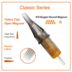 Needlewalk Classic Series Tattoo Needles Cartridges#10 0.30 Round Magnum Open Tips  20pcs