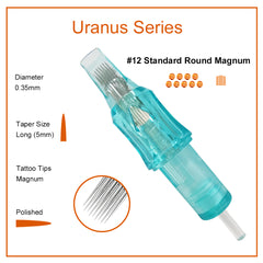 Needlewalk Uranus Series Tattoo Needles Cartridges #12 0.35mm Round Magnum 20pcs
