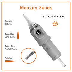 Needlewalk Mercury Series Tattoo Needles Cartridges #12 0.35mm Round Shader 20pcs